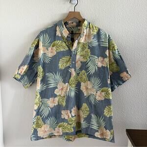 Tori Richard Honolulu Aloha Hawaiian Shirt Tropical Floral Quarter Button 2XL